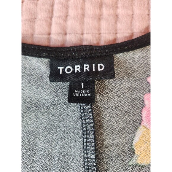 Torrid WM Black Floral Dress Wrap Front Tie Waist Coquette Prairie Cottagecore - Picture 3 of 8